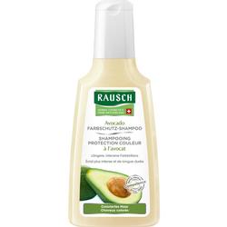 Flasche mit Avocado-Farbschutz-Shampoo von Rausch.